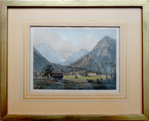 Kupferstich mit Berg