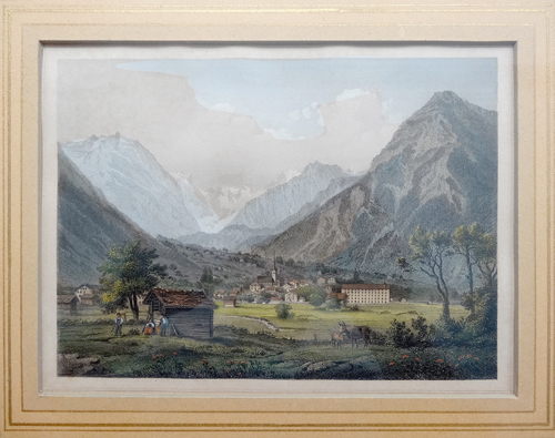 Kupferstich mit Berg