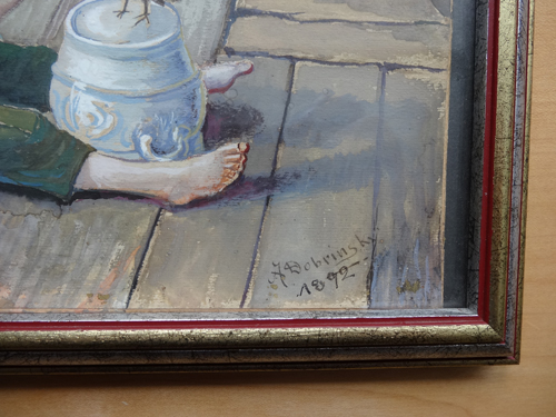 Oel auf
                                  Karton, signiert und dat. 1892