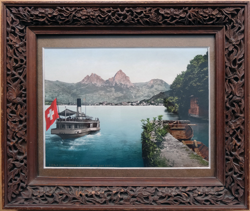 Sehr sch�nes Bild aus den 1910er
                                  Jahren, Rahmen geschnitzt aus
                                  Nussbaumholz