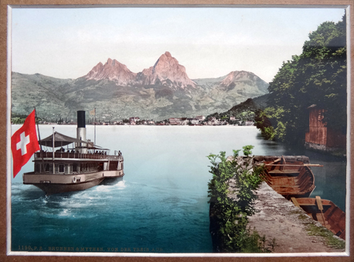 Sehr
                                  sch�nes Bild aus den 1910er Jahren,
                                  Rahmen geschnitzt aus Nussbaumholz